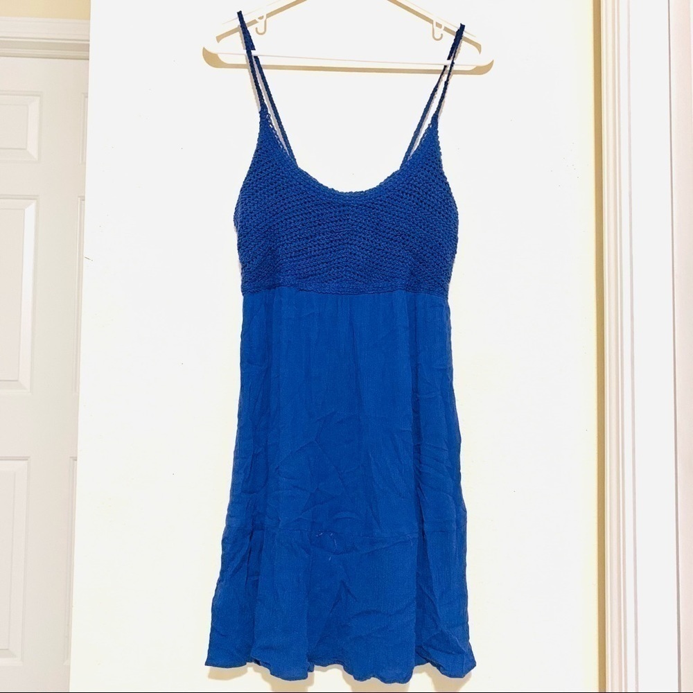 RARE UMGEE blue crochet hobo dress women’s size L lagenlook beach resort retro - Picture 6 of 9